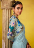 Aquatic Blue Woven Embroidered Chiffon Saree