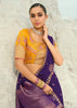 Regal Purple Woven Banarasi Embroidered Organza Satin Saree