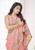 Rose Pink Woven Linen Silk Saree