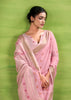 Dusky Pink Woven Linen Silk Saree