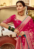 Raspberry Pink Woven Banarasi Designer Silk Saree With Embroidered Blouse