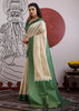 Green Border Ivory Woven Banarasi Silk Saree
