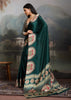 Hunter Green Printed Satin Silk Saree