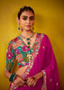 Queen Pink Woven Embroidered Chiffon Saree