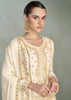 Off White Embroidered Plazzo Set