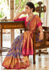 Mayuri: Kanjivaram Leheriya Saree Featuring Majestic Peacocks In Shades of Purple and Red (7659199332545) (7704220827841)