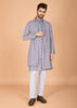 Dove Grey Sequence Kurta Set with Dupatta