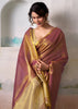 Gloden Wine Woven Tissue Silk Saree