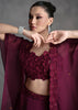 Cocktail Maroon Party Wear Lehenga With Jacket