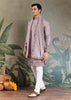 Lilac Purple Sequence Embroidered Cotton Kurta With Dupatta