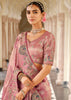 Pastel Pink Designer Embroidered Silk Saree