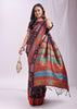 Midnight Blue Woven Linen Cotton Saree