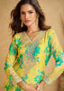 Yellow And Green Embroidered Plazzo Set