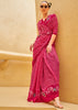 Magenta Pink Printed Georgette Light Weight Saree