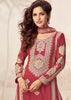 Pompeian Red Wedding Wear Embroidered Plazzo Set