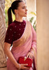 Blossom Pink Woven Banarasi Linen Silk Saree with Velvet Blouse