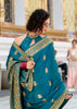 Ocean Blue Woven Banarasi Satin Silk Saree