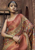 Earth Red Floral Printed Soft Silk Saree