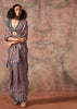 Metalic Grey Printed Crepe Satin Silk Saree