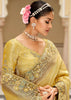 Yellow Designer Embroidered Silk Saree