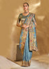 Heritage Blue Designer Embroidered Silk Saree