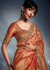 Apricot Orange Designer Silk Saree