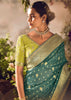 Navigate Green Banarasi Designer Silk Saree With Embroidered Blouse