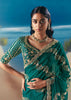 Emerald Green Satin Organza Embroidered Saree