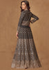 Caviar Black Embroidered Georgette Anarkali with Dupatta