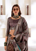 Fossil Grey Banarasi Printed Soft Silk Saree