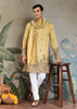 Festive Yellow Sequence Embroidered Cotton Kurta With Dupatta