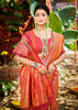 Peach Pink Dual Tone Woven Banarasi Silk Saree