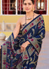 Twilight Blue Floral Printed Soft Silk Saree