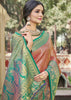 Peach And Green Woven Kanjivaram Silk Saree