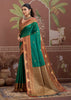 Hunter Green Woven Tussar Silk Saree