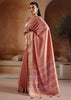 Peach Pink Woven Banarasi Silk Saree