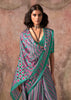 Alpine Green Printed Crepe Satin Silk Saree