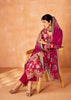 Scarlet Pink Embroidered Suit Set With Floral Print