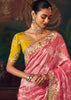 Blossom Pink Woven Embroidered Saree