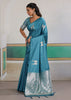 Heritage Blue Woven Satin Silk Saree