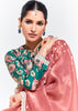 Shiny Peach Designer Organza Tissue Silk Saree With Printed Blouse