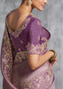 Regal Purple Embroidered Tissue Silk Saree