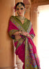 Princess Pink Printed Silk Saree With Contrast Blouse