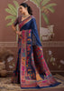 Midnight Blue Woven Cotton Kashmiri Jamewar Saree