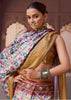 White Multicolour Banarasi Digital Printed Silk Saree