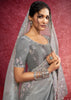 Dove Grey Embroidered Designer Saree