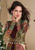 Brick Red Shrug Style Anarkali with Embroidered Work