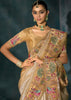 Cream Embroidered Designer Tissue Saree
