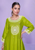 Lime Green A-Line Embroidered Kurta