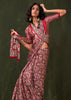 Poppy Red Printed Satin Crepe Silk Saree